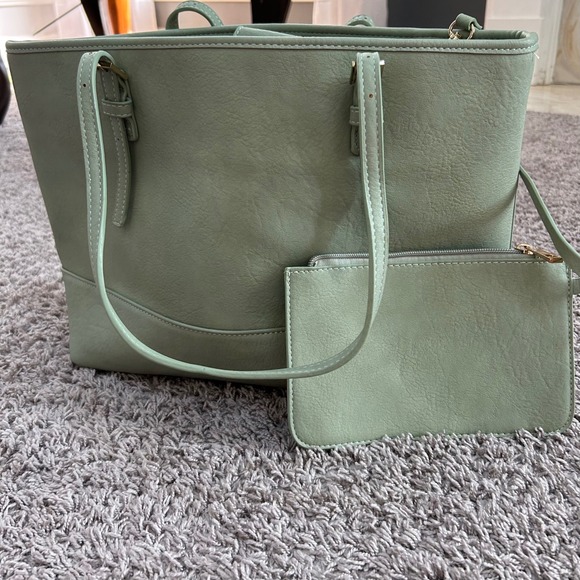Urban Expressions Sage Green Tote Bag with Removable Pouch‎ vegan Handbag - Picture 1 of 16